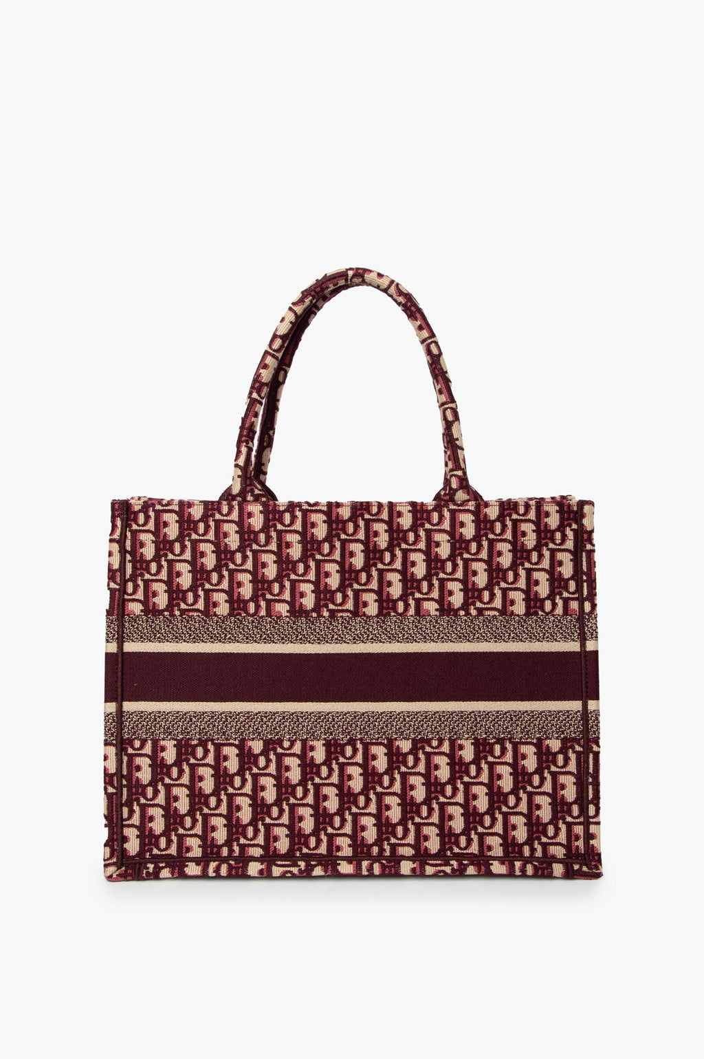 Christian Dior Red Oblique Embroidery Medium Book Tote Bag