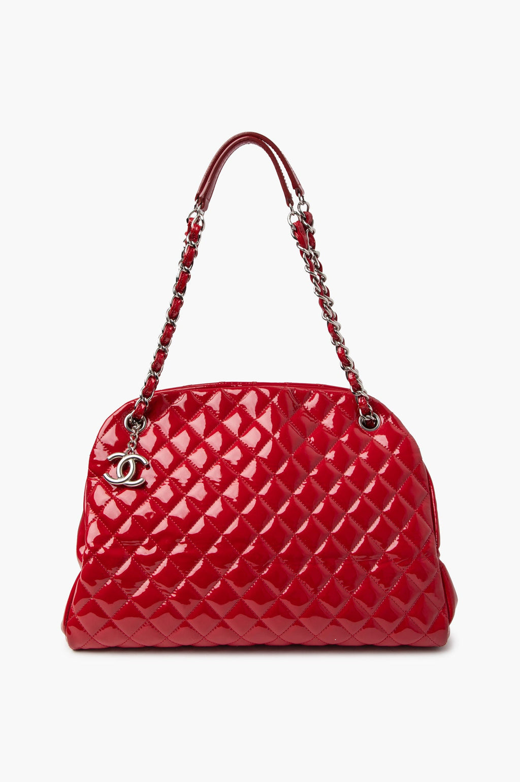 Chanel Red Mademoiselle Patent Bowling Bag