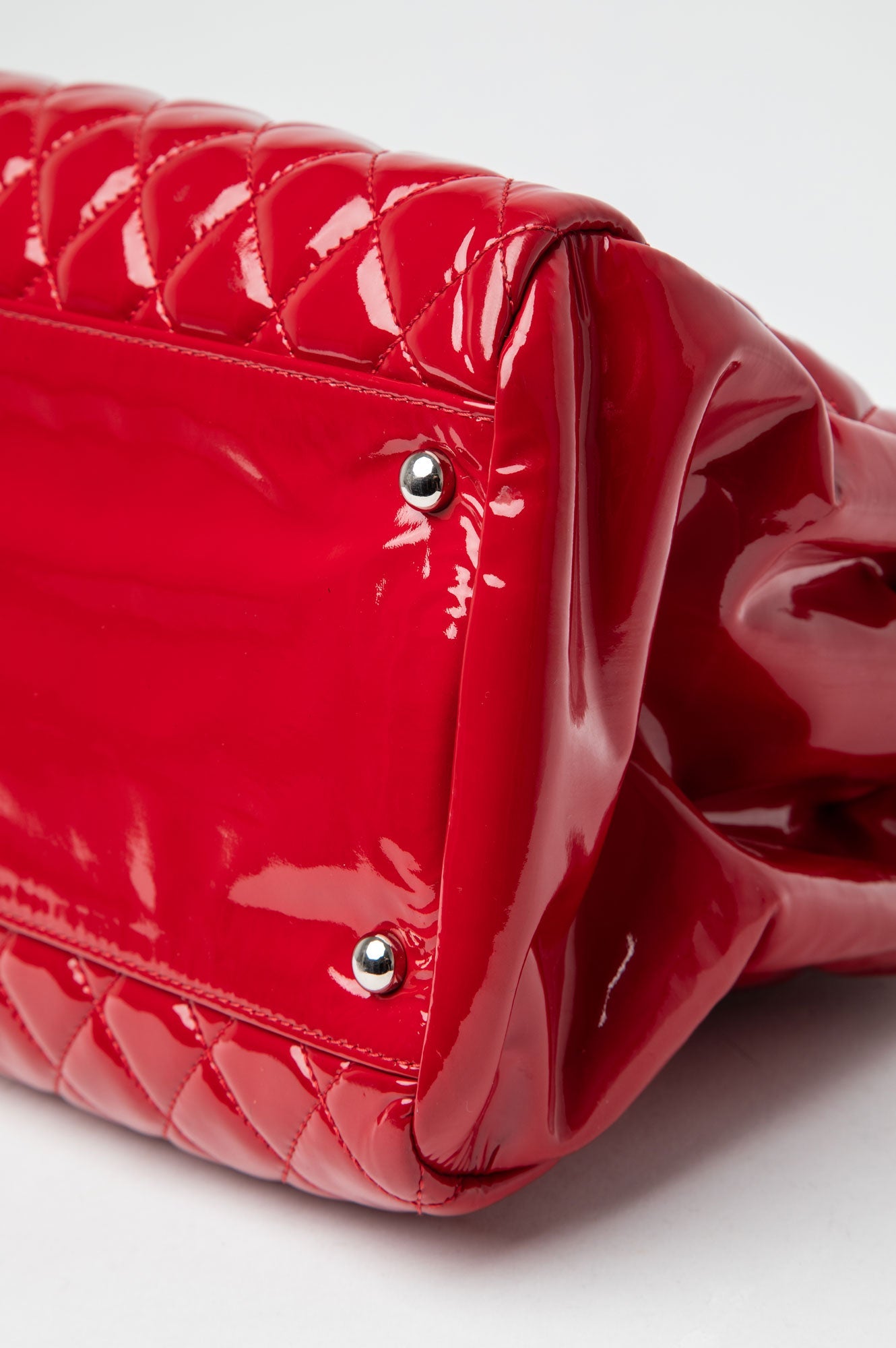 Chanel Red Mademoiselle Patent Bowling Bag