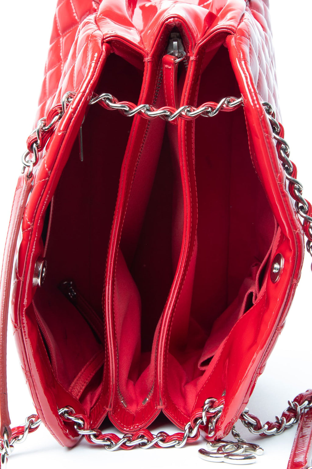 Chanel Red Mademoiselle Patent Bowling Bag