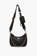 Prada Black Saffiano Leather Re-Edition 2005 Shoulder Bag with Straps