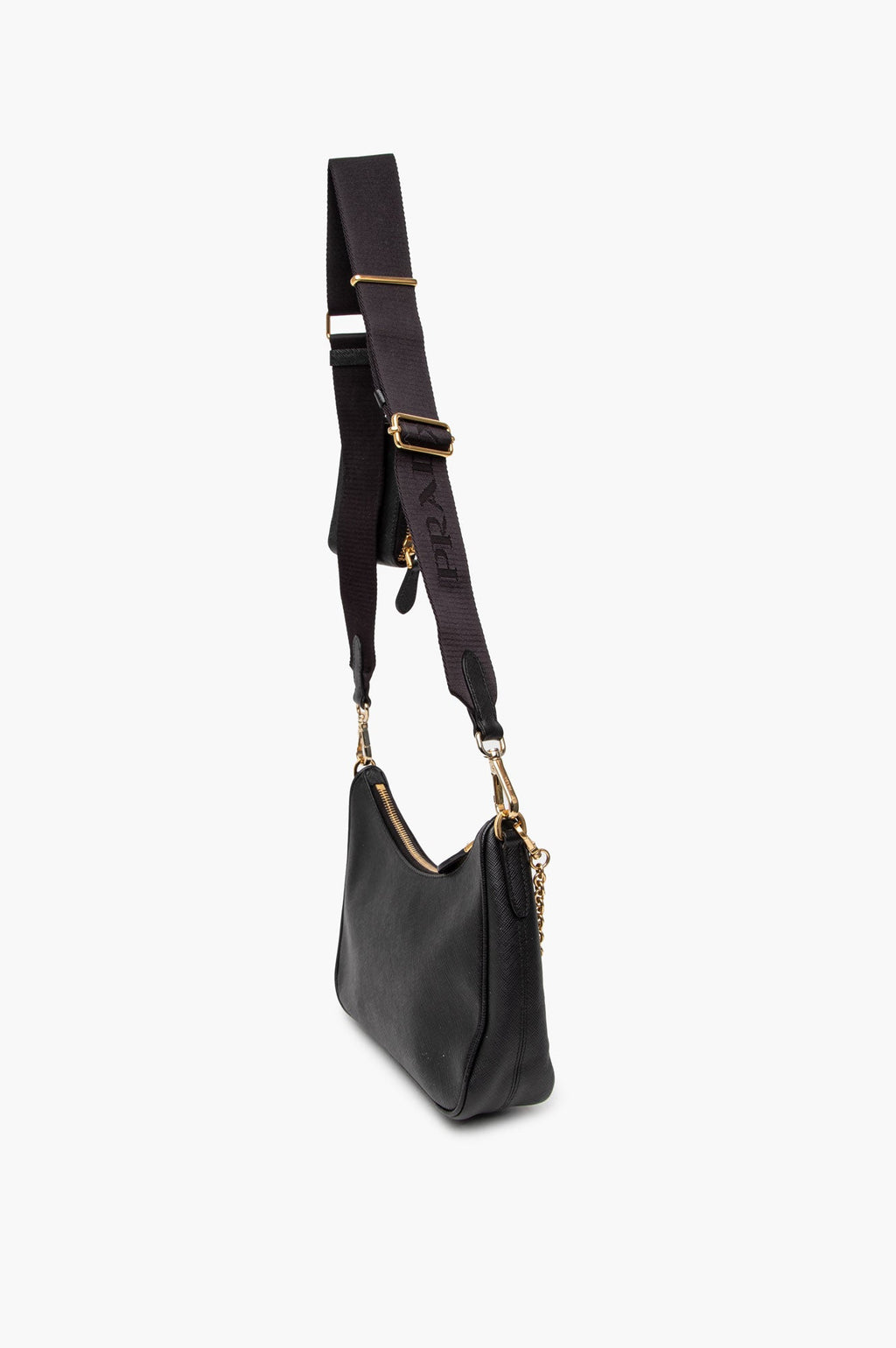 Prada Black Saffiano Leather Re-Edition 2005 Shoulder Bag with Straps