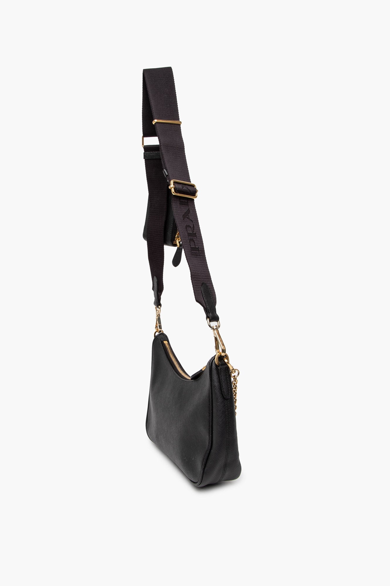 Prada Black Saffiano Leather Re-Edition 2005 Shoulder Bag with Straps