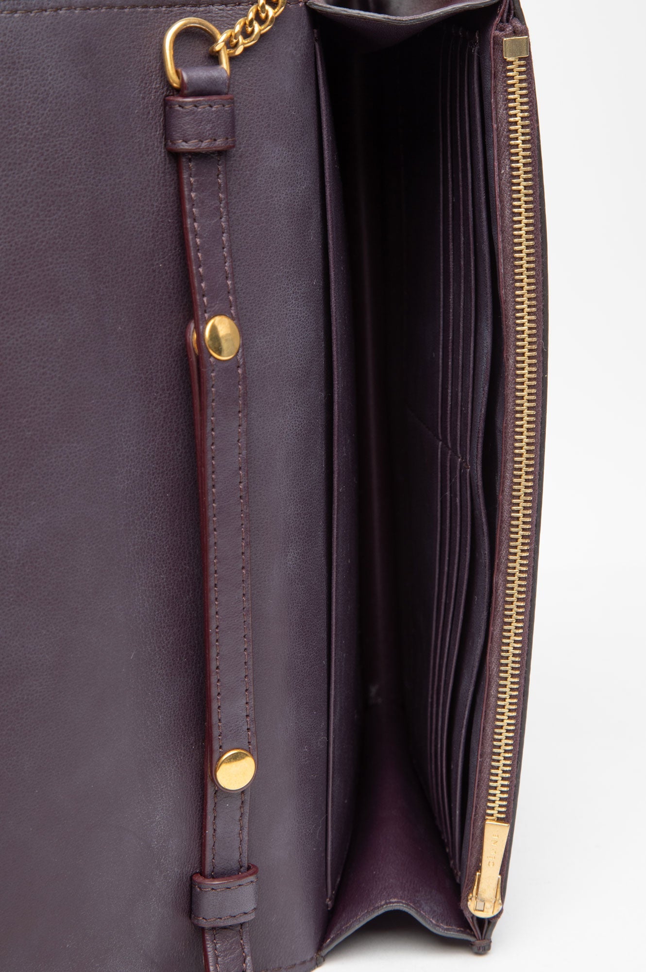 Celine Burgundy Lambskin Frame Evening Chain Clutch