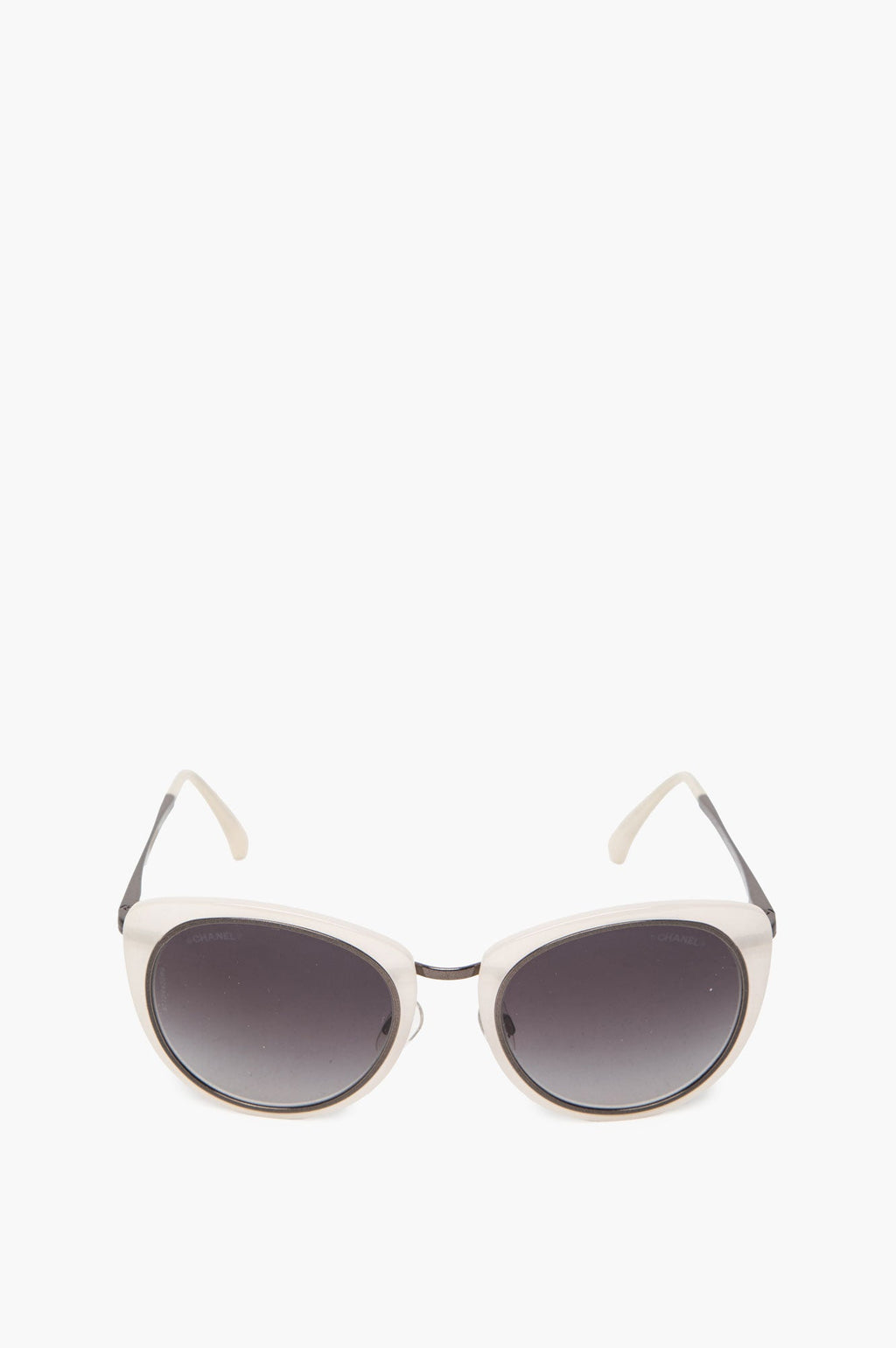 Chanel CH4202 White Round Cat-Eye Sunglasses