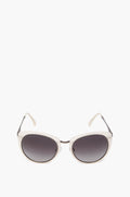 Chanel CH4202 White Round Cat-Eye Sunglasses