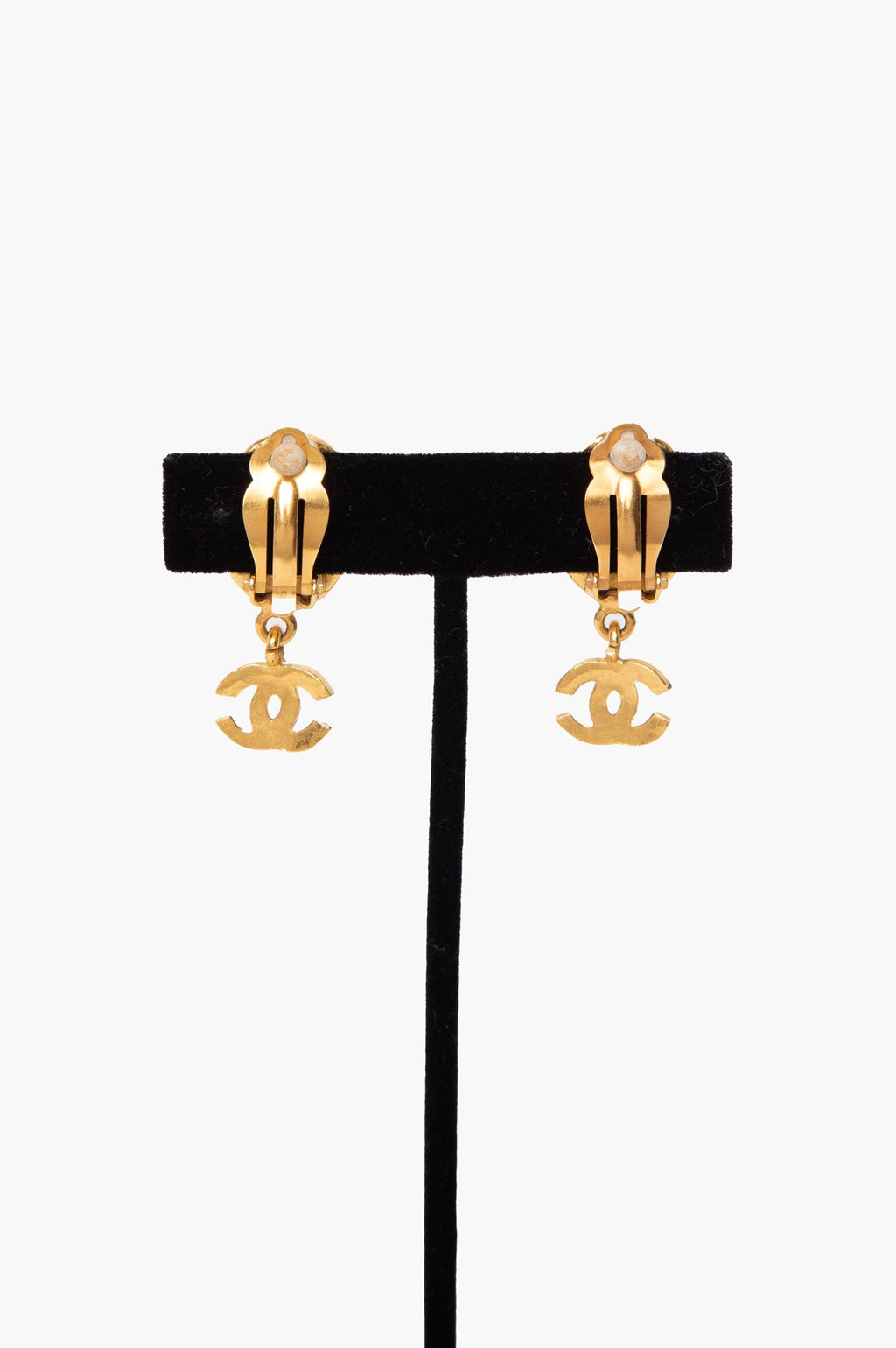 Chanel Green Jade Gold Plated Clip Earrings