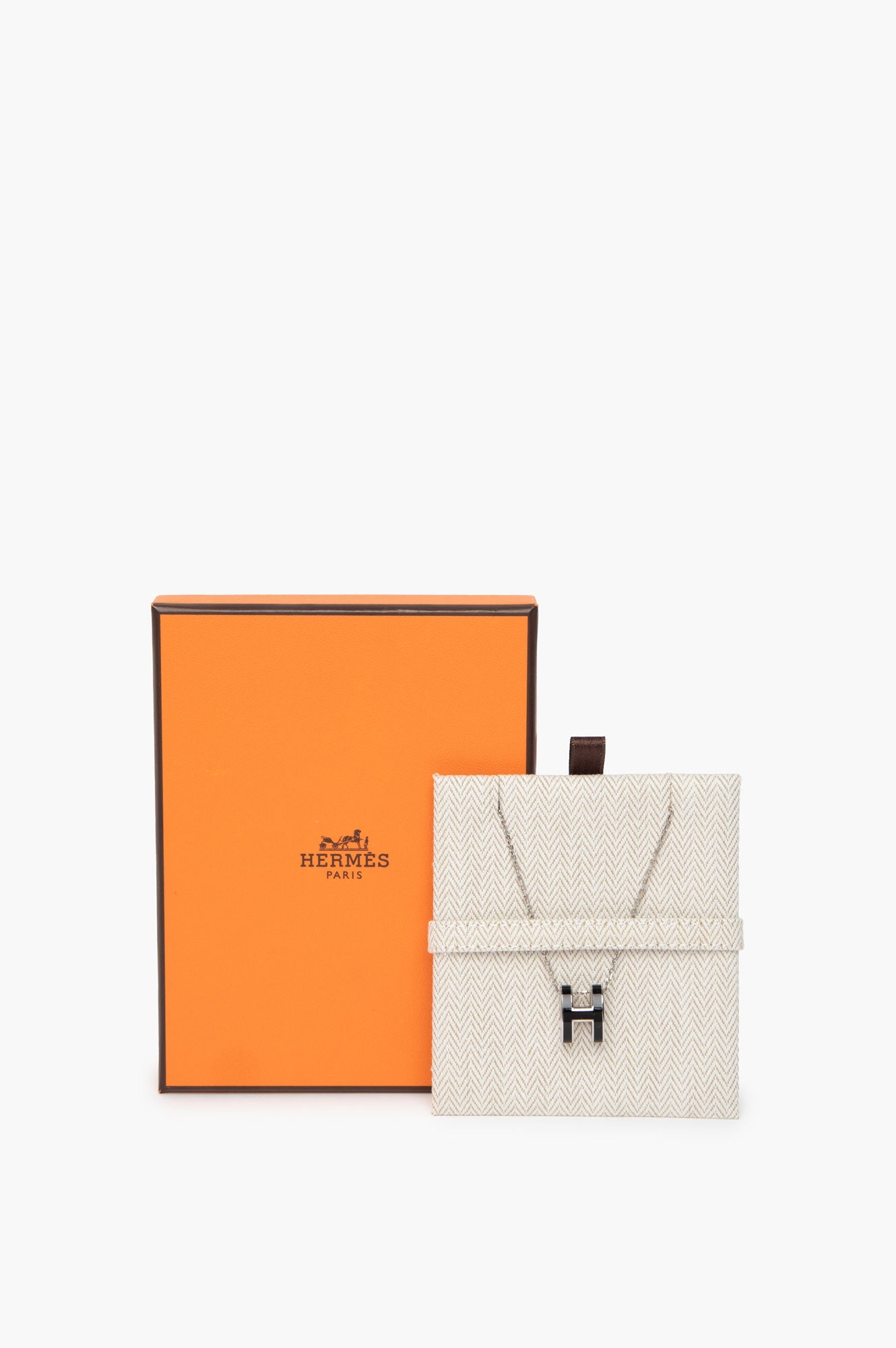 Hermes Black/Silver Pop H Pendant Necklace