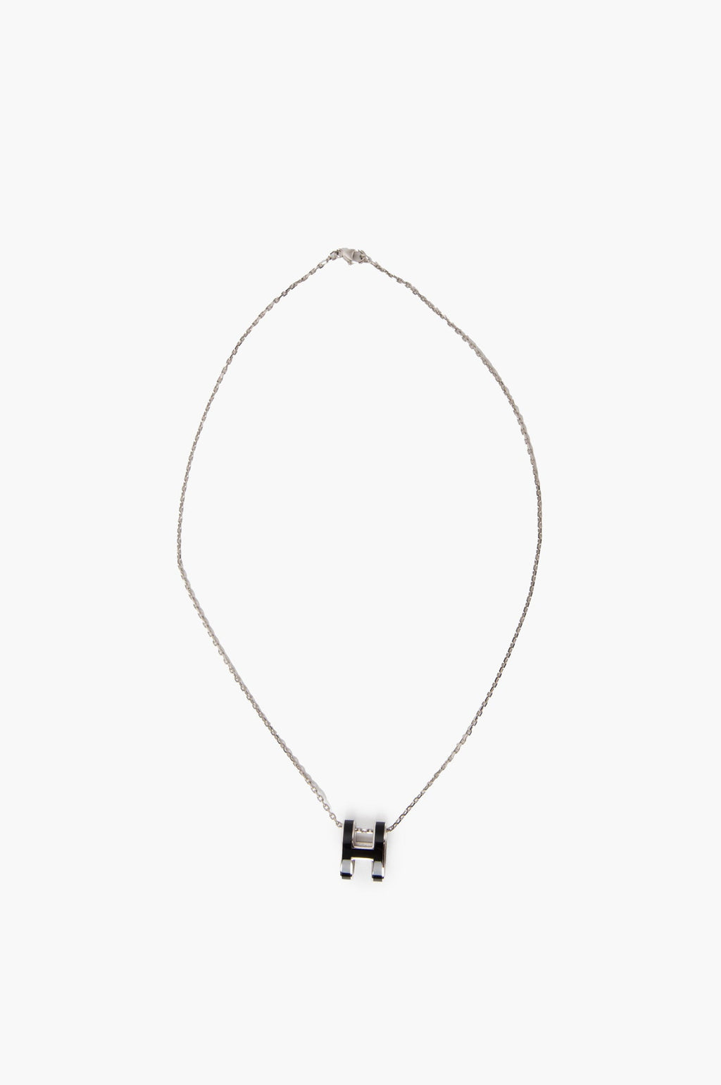 Hermes Black/Silver Pop H Pendant Necklace