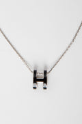 Hermes Black/Silver Pop H Pendant Necklace