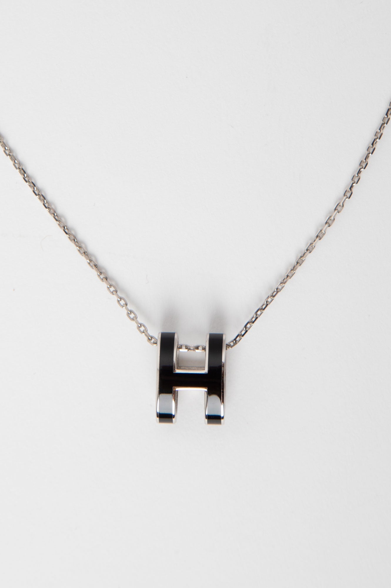 Hermes Black/Silver Pop H Pendant Necklace