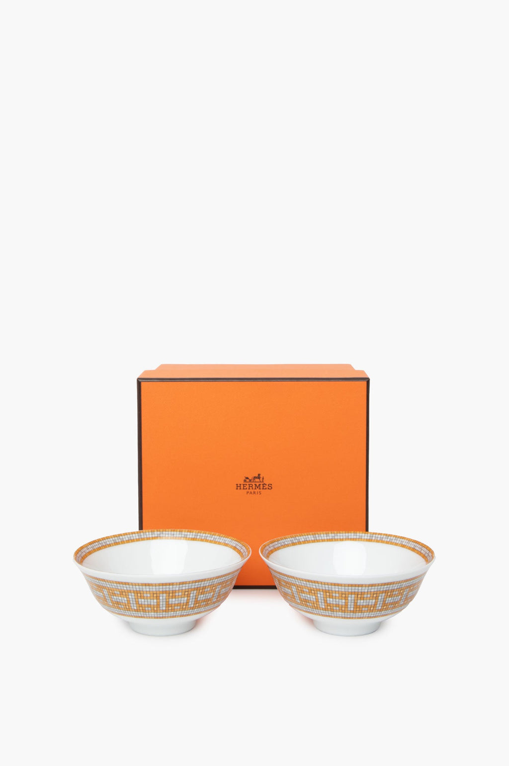 Hermes Mosaique Au 24 Gold Pattern Bowl Set
