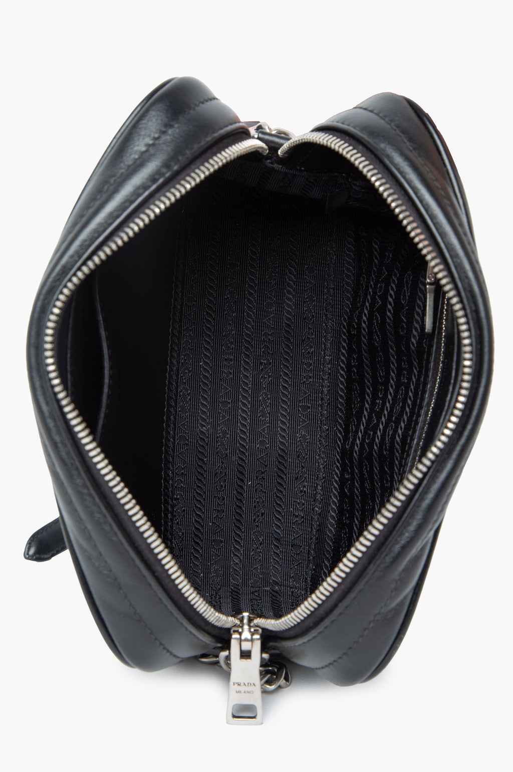 Prada Black Milano Logo Chain Camera Bag