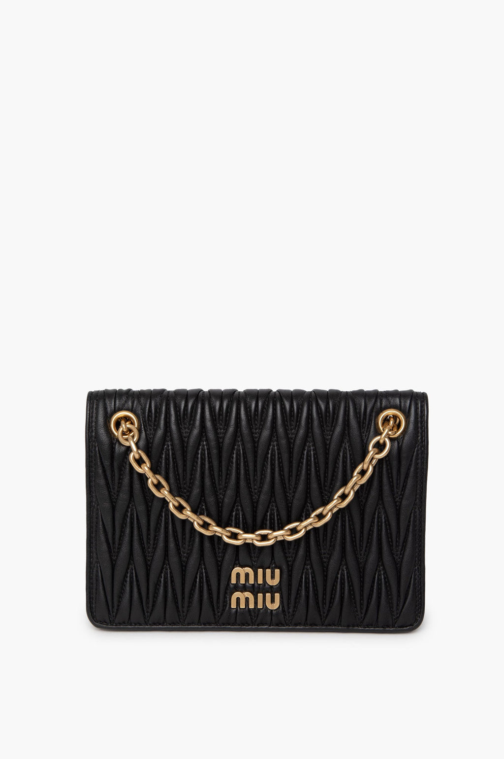 Miu Miu Black Small Matelasse Leather Bag