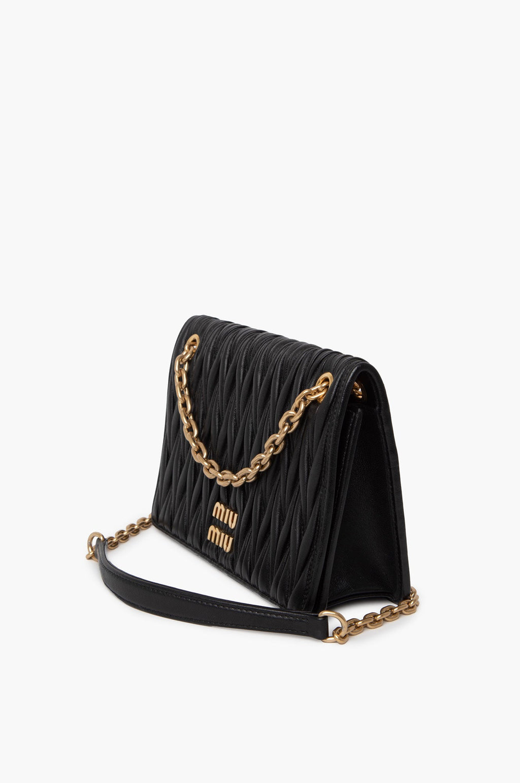 Miu Miu Black Small Matelasse Leather Bag