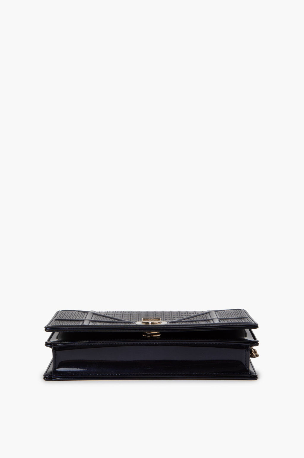 Christian Dior Blue Patent Diorama Wallet on Chain