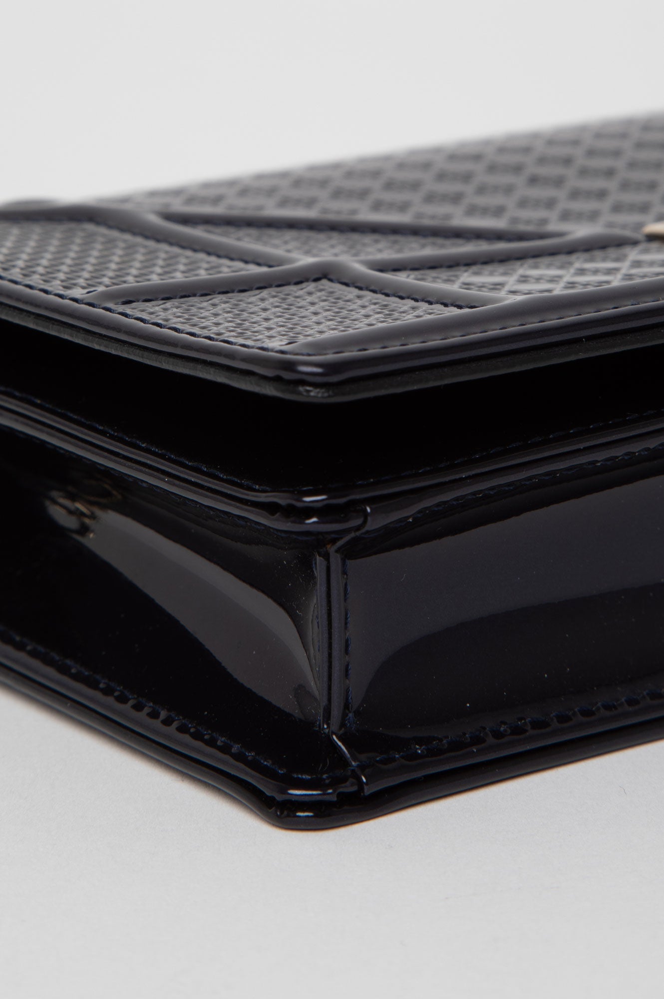 Christian Dior Blue Patent Diorama Wallet on Chain