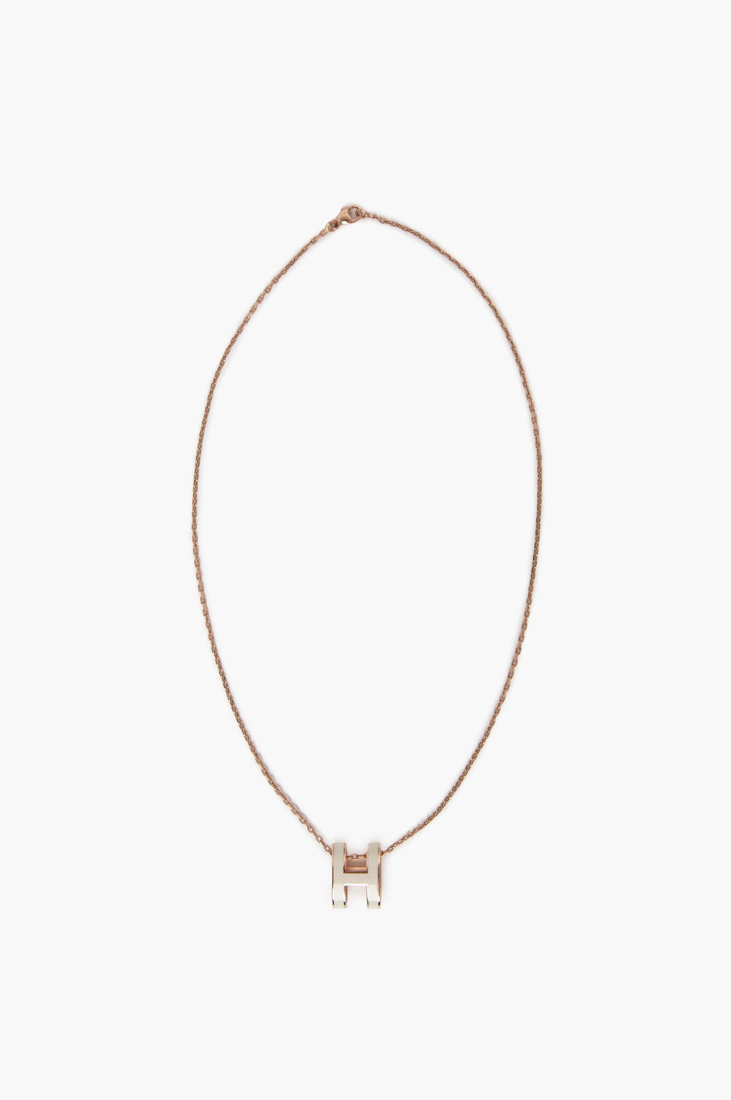 Hermes Rose Gold White H Necklace