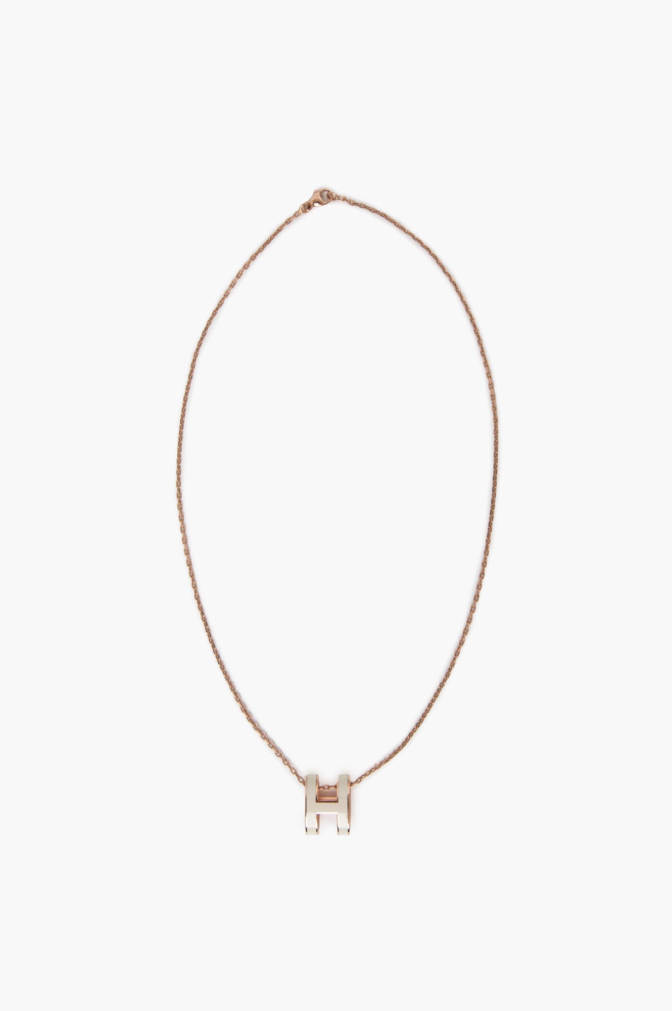 Hermes Rose Gold White H Necklace