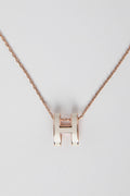 Hermes Rose Gold White H Necklace