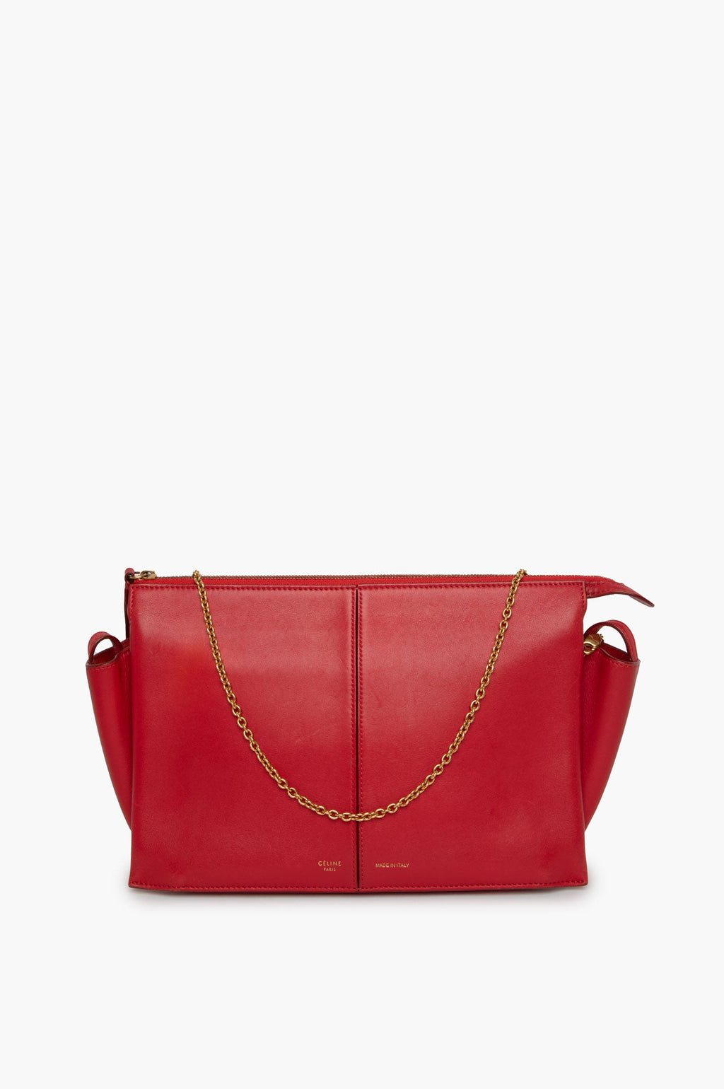 Celine Red Trifold Bag On Chain
