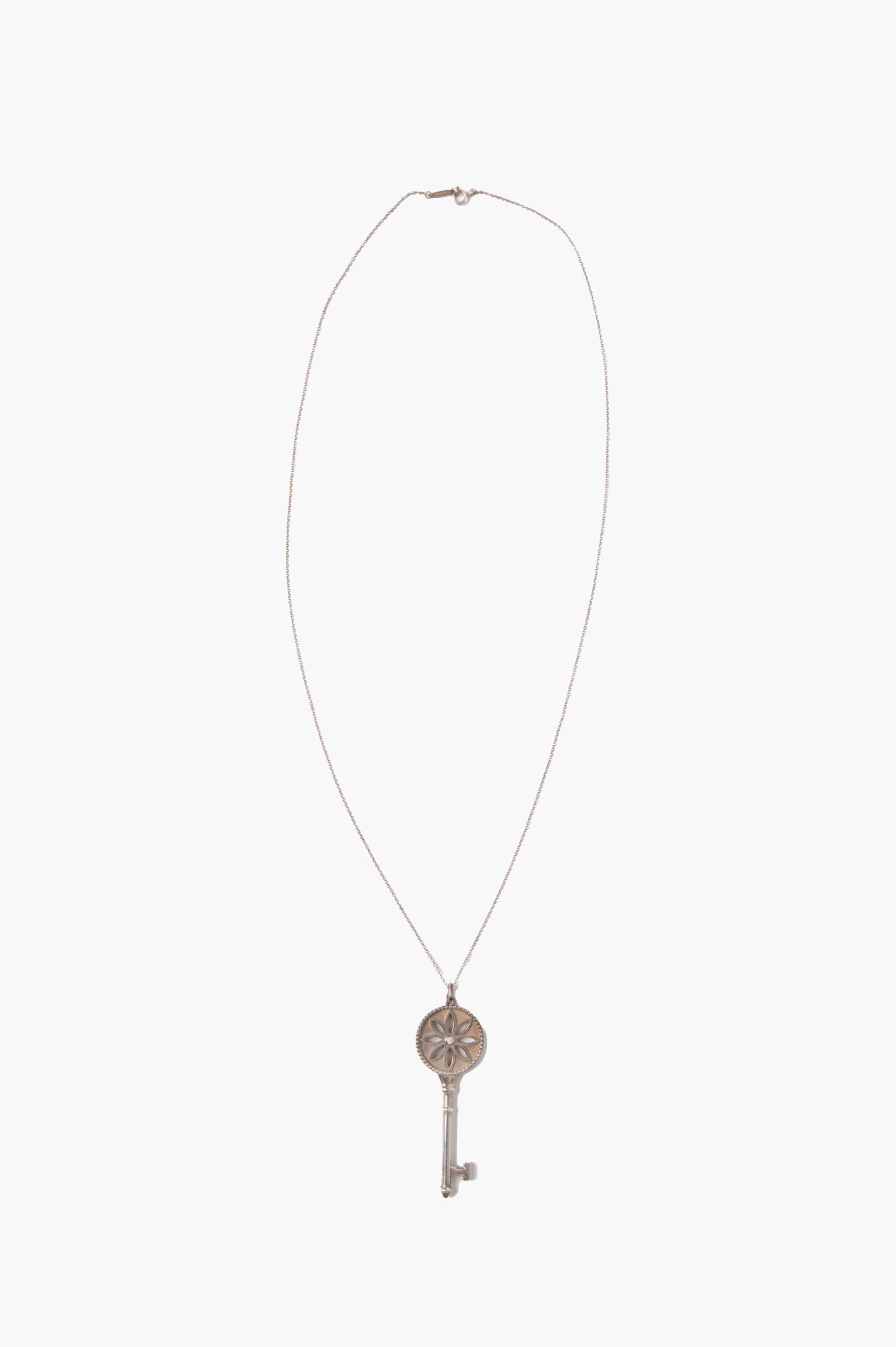 Tiffany Silver Diamond Daisy Key Pendant