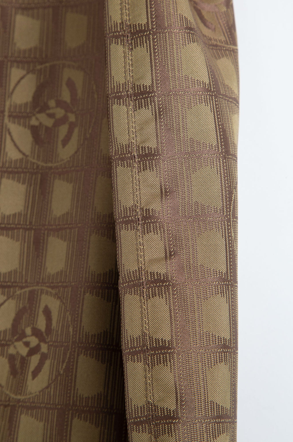 Chanel Brown Jacquard Nylon Travel Line Flat Tote Bag