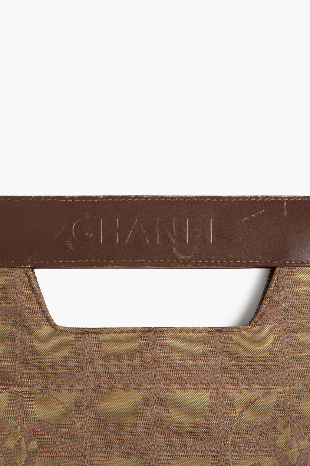 Chanel Brown Jacquard Nylon Travel Line Flat Tote Bag