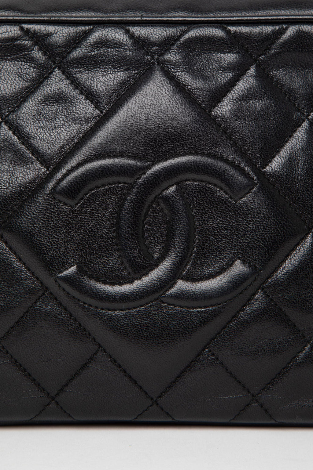 Chanel Vintage Black Quilted Lambskin Small Camera Bag