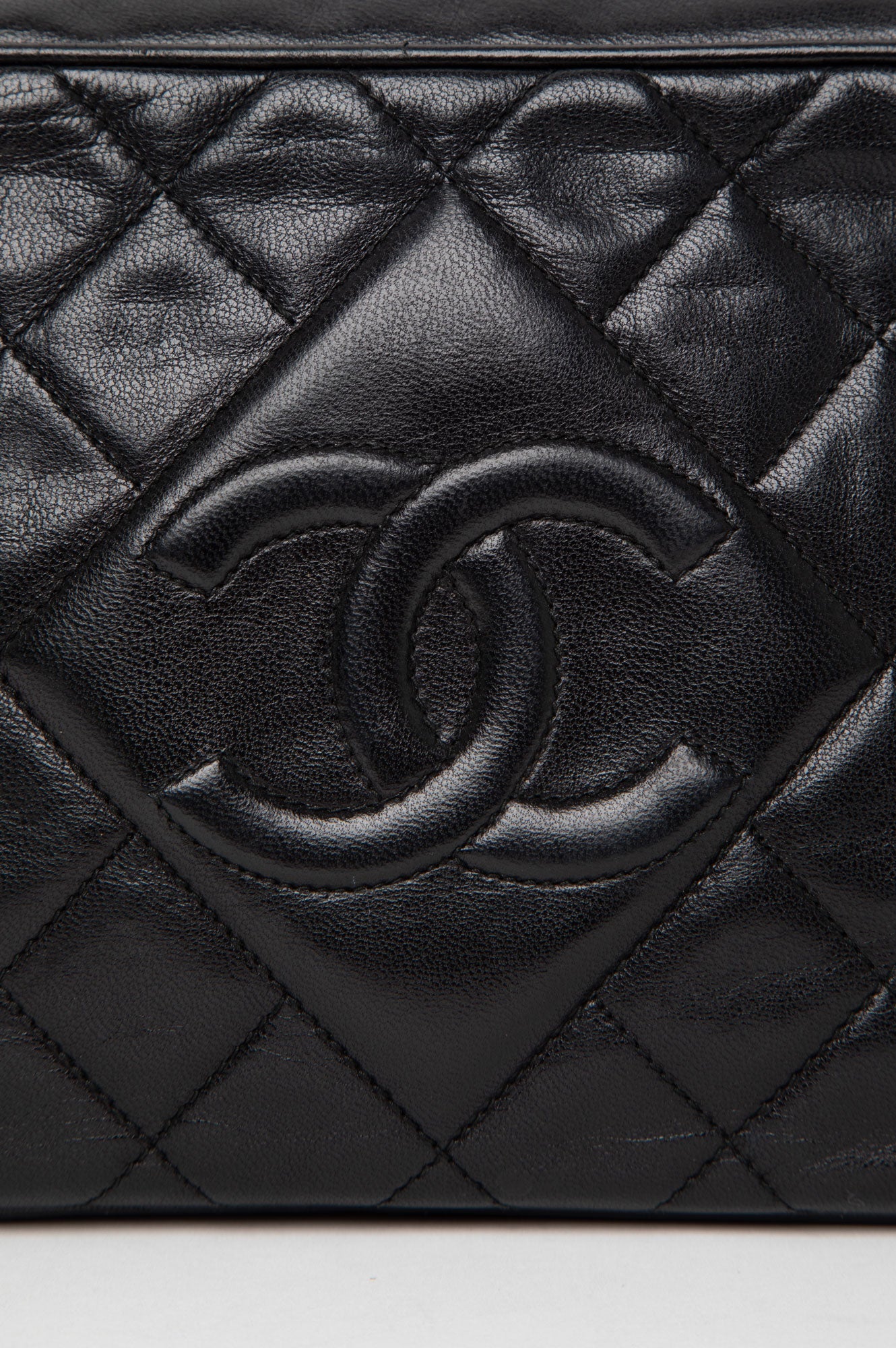 Chanel Vintage Black Quilted Lambskin Small Camera Bag