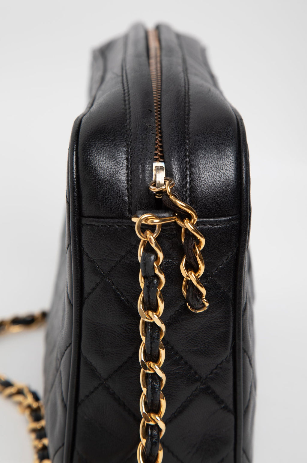 Chanel Vintage Black Quilted Lambskin Small Camera Bag