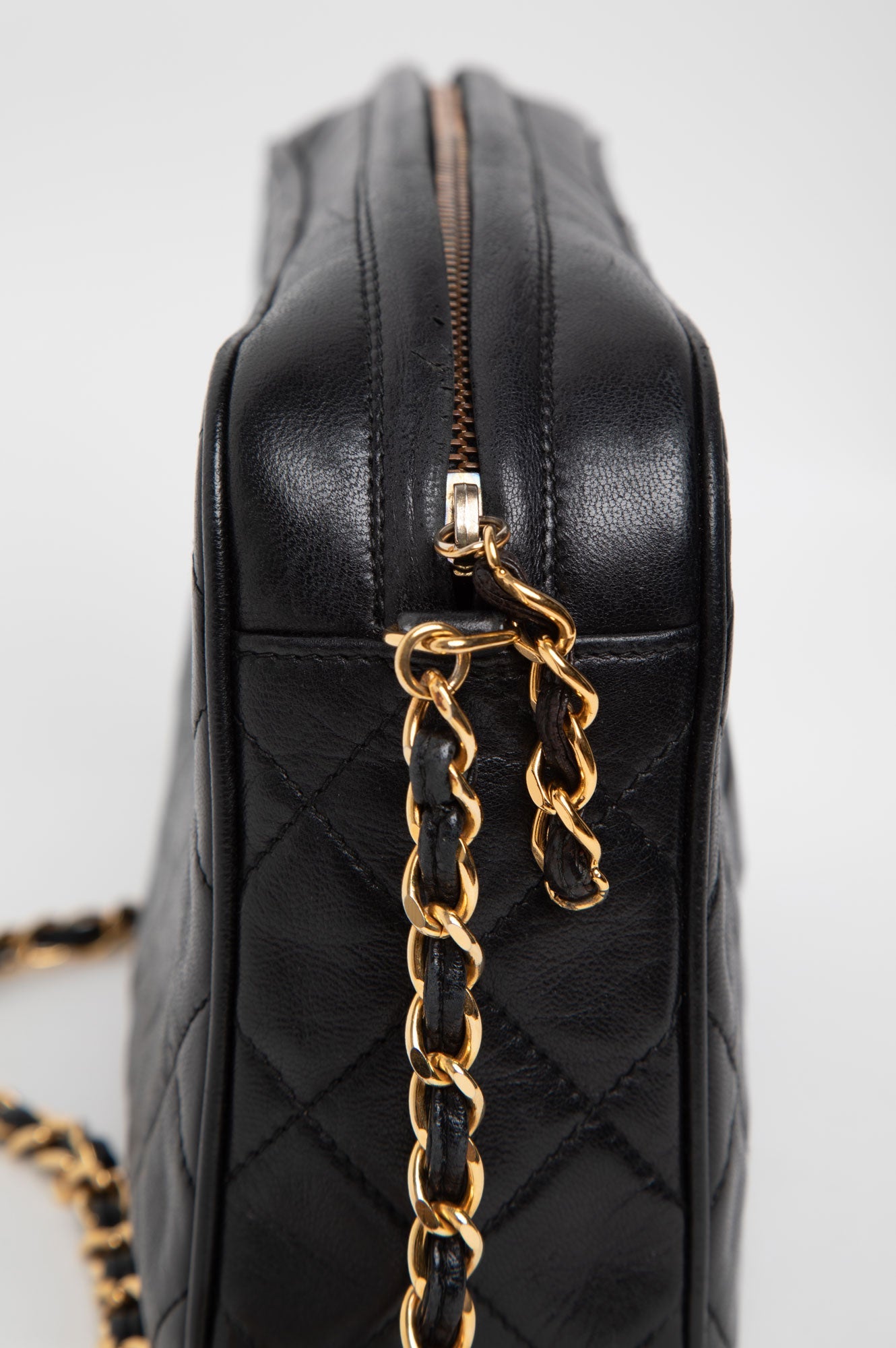 Chanel Vintage Black Quilted Lambskin Small Camera Bag