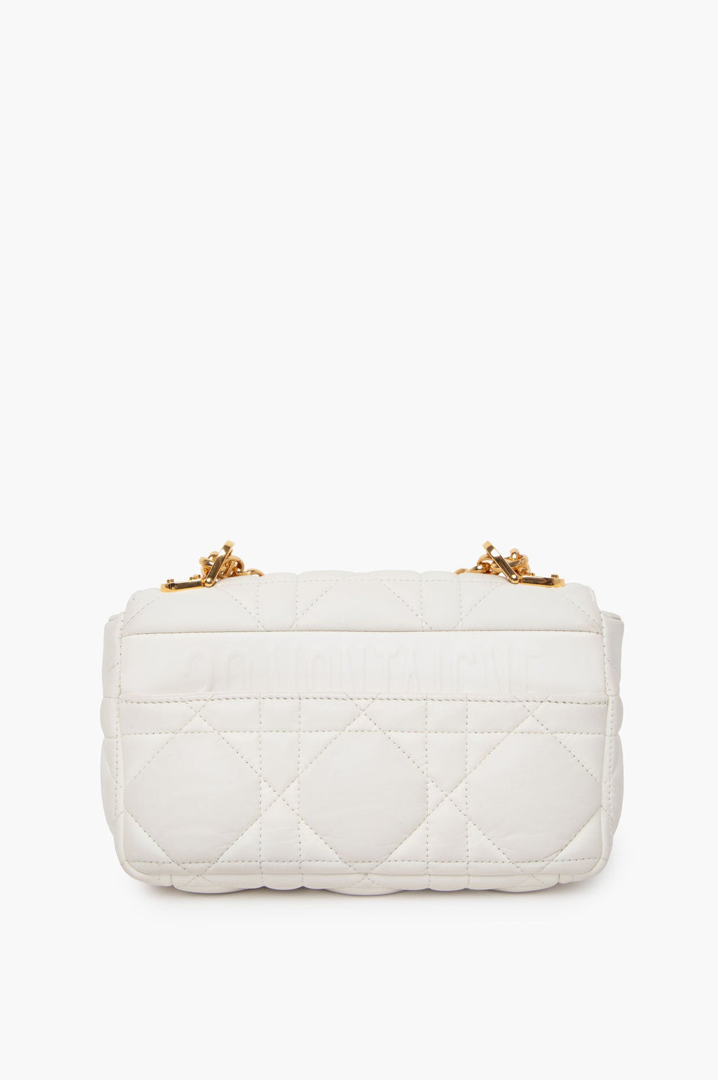 Christian Dior White Small Caro Bag Quilted Macrocannage Calfskin
