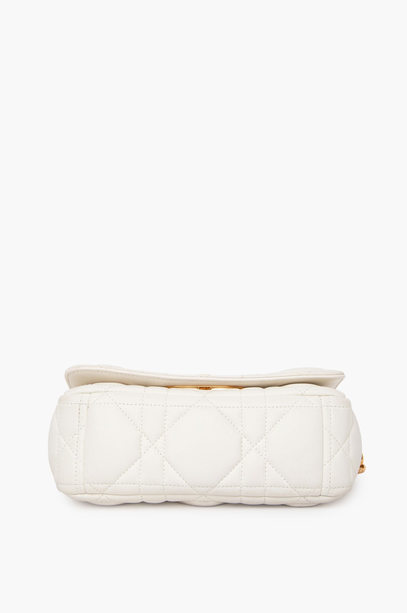 Christian Dior White Small Caro Bag Quilted Macrocannage Calfskin