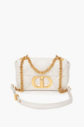 Christian Dior White Small Caro Bag Quilted Macrocannage Calfskin