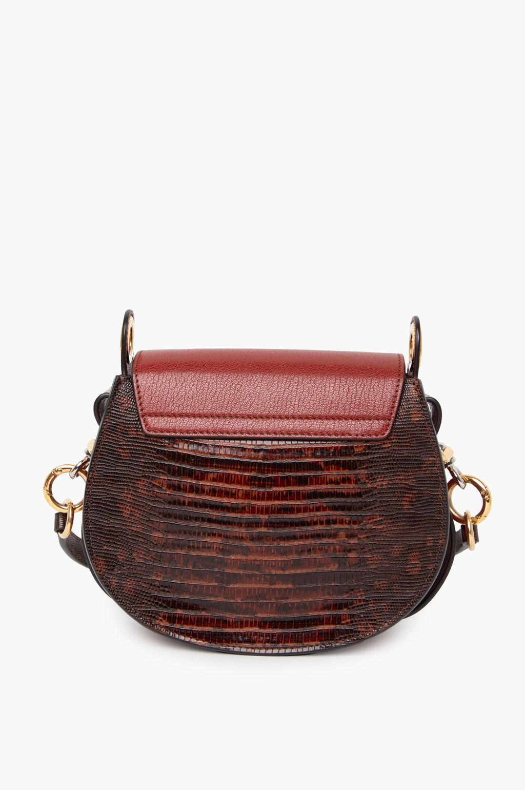 Chloe Brown Calfskin Lizard Embossed Small Crossbody Bag