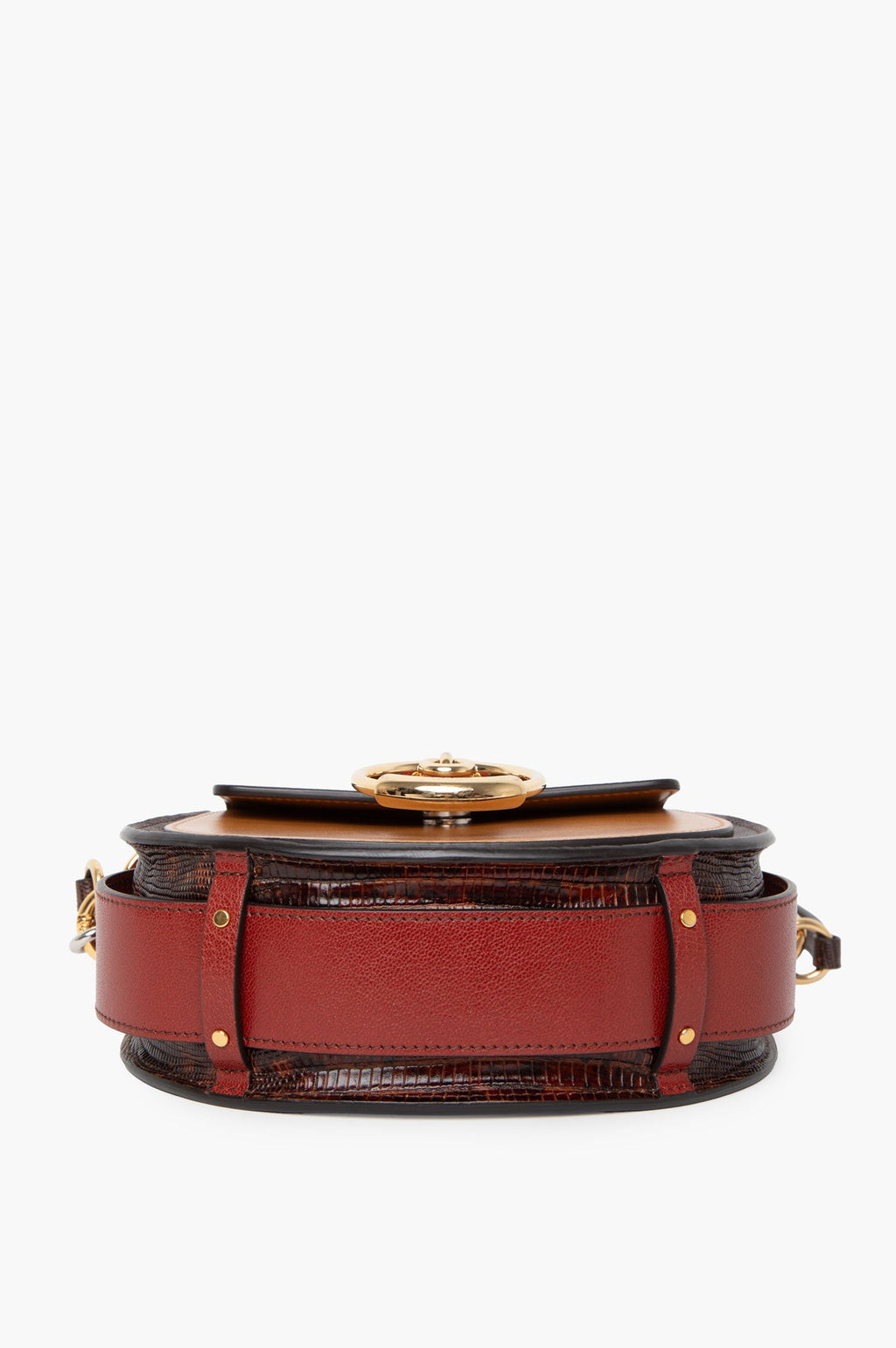 Chloe Brown Calfskin Lizard Embossed Small Crossbody Bag