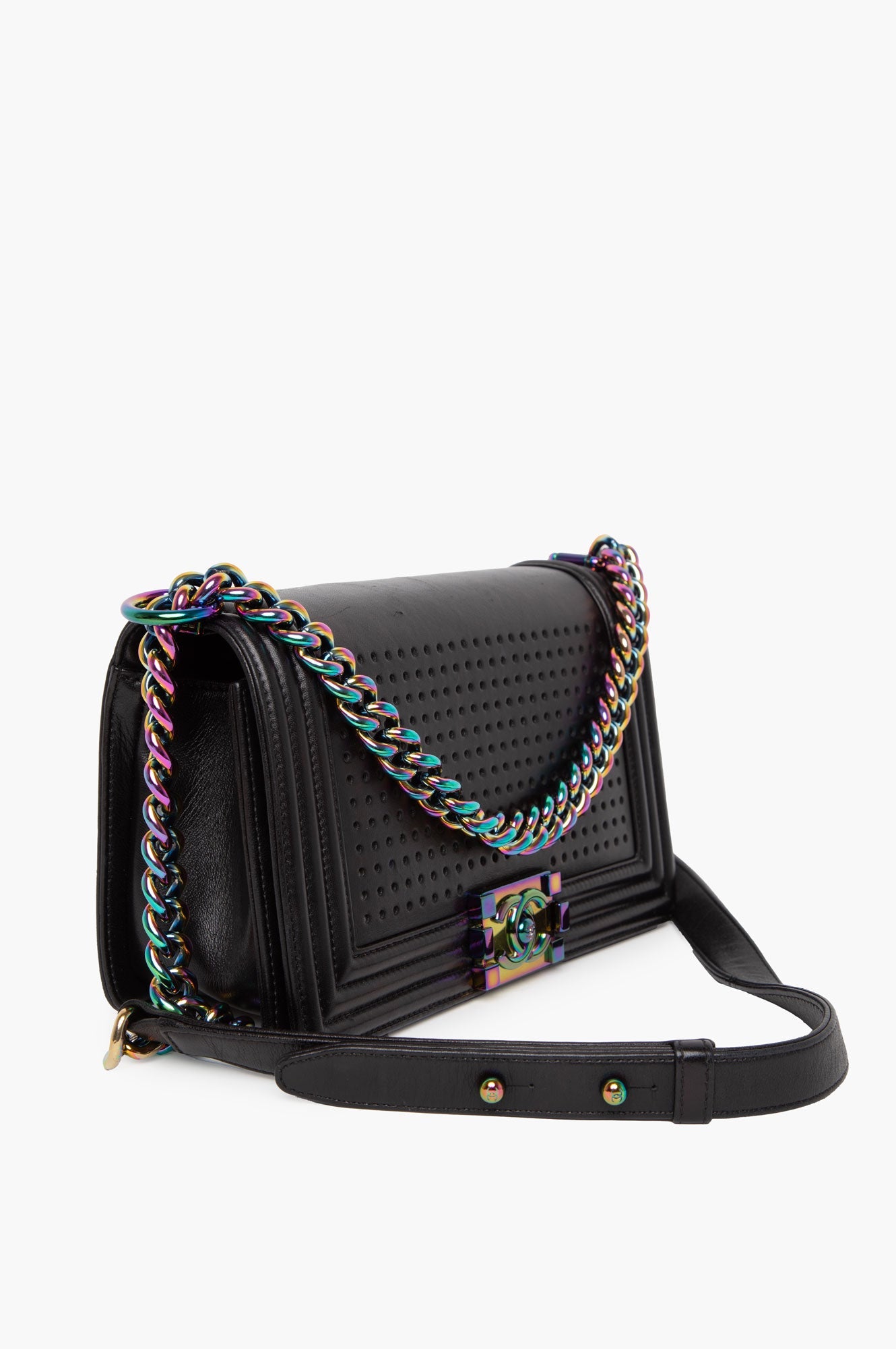 Chanel Black Lambskin LED Medium  Boy Bag