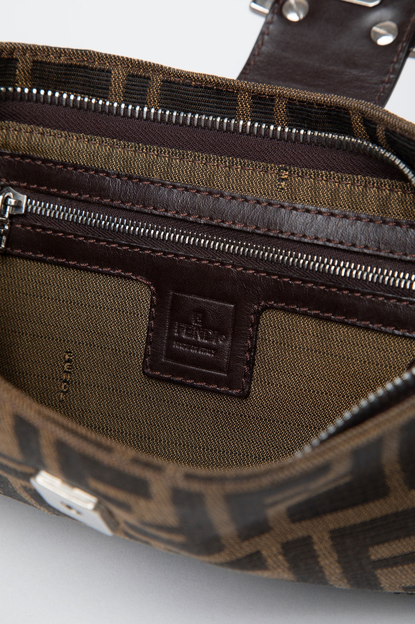 Fendi Brown Canvas Zucca Crossbody Bag