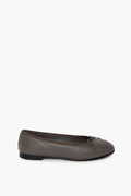 Chanel Dark Grey Leather Ballet Flats Size 37.5C