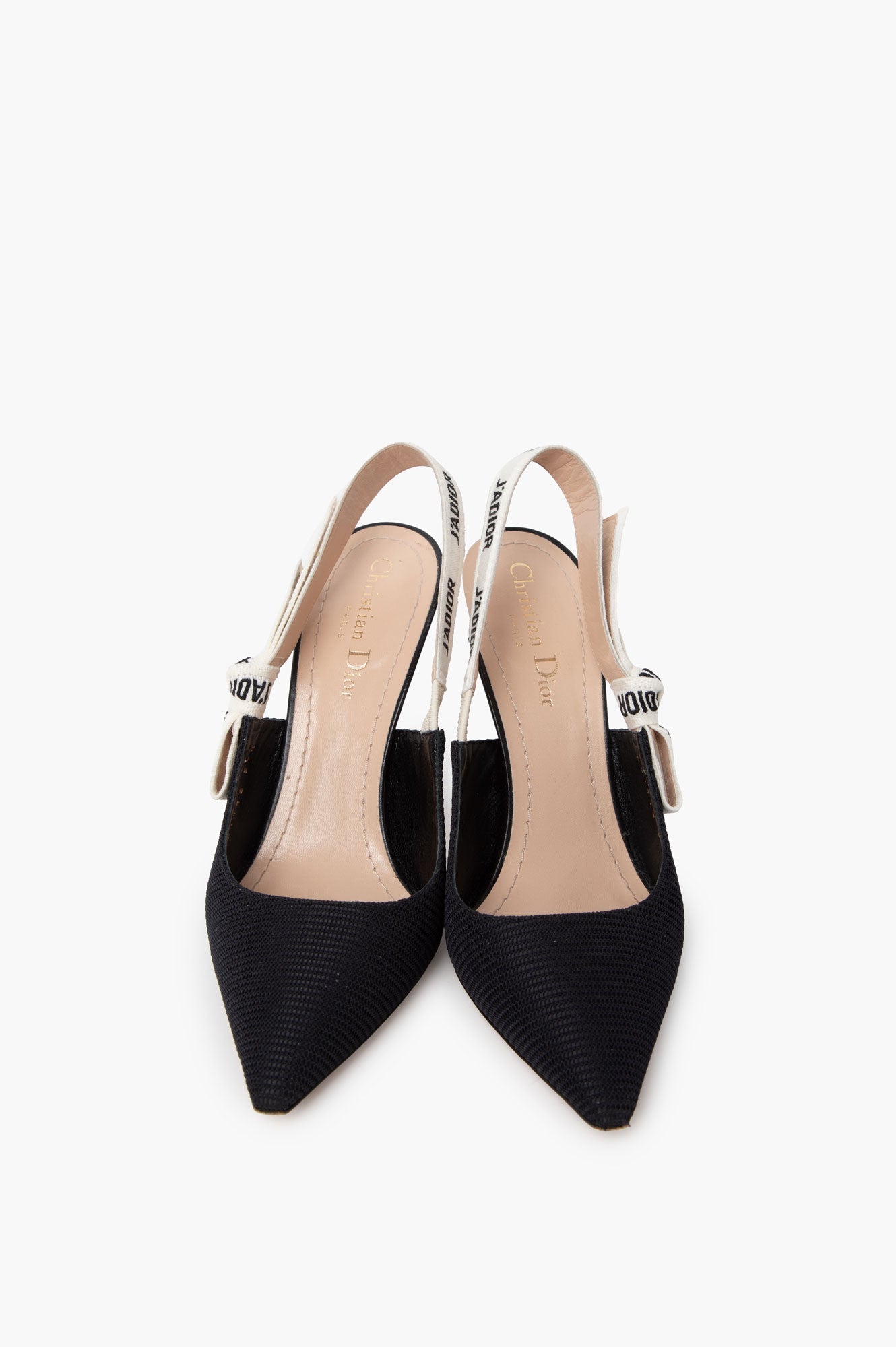 Christian Dior Black J'Adior Fabric Slingback High Heels Size 37.5