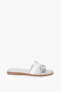 Hermes Silver White Oran Sandals Size 36