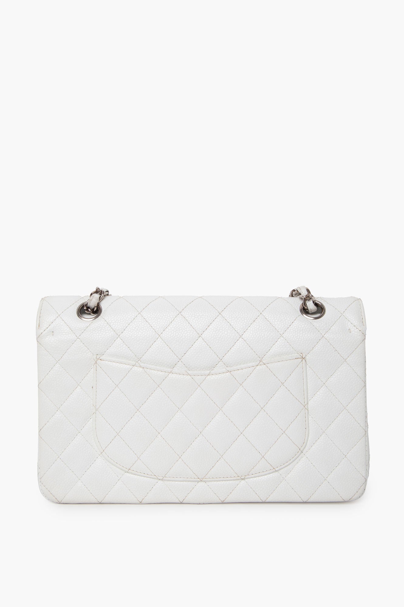 Chanel White Caviar Medium Classic Flap Bag