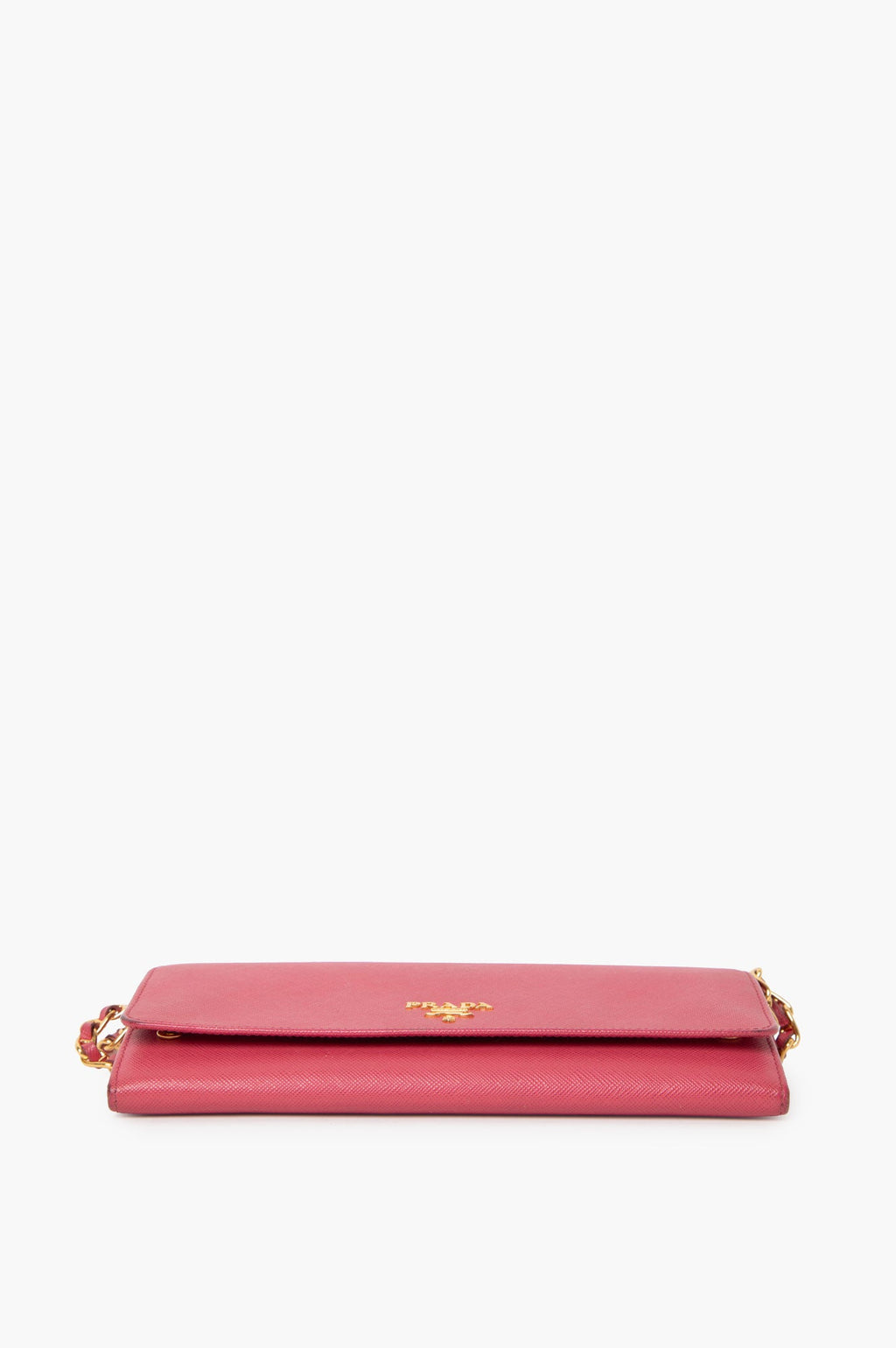 Prada Pink Saffiano Wallet on Chain Bag