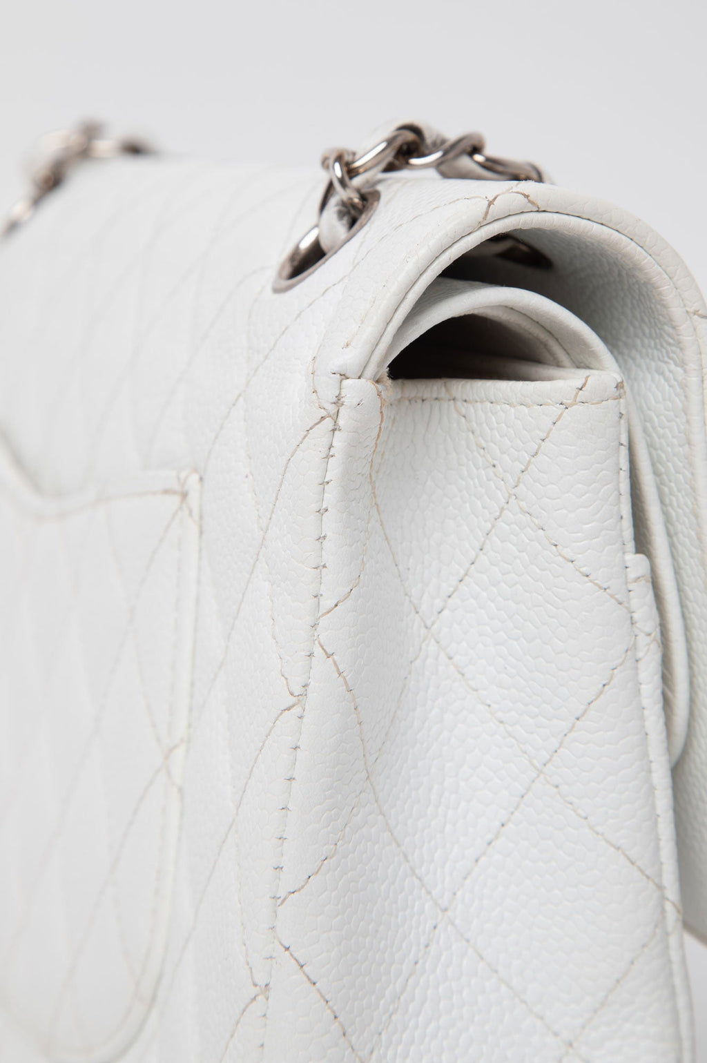 Chanel White Caviar Medium Classic Flap Bag