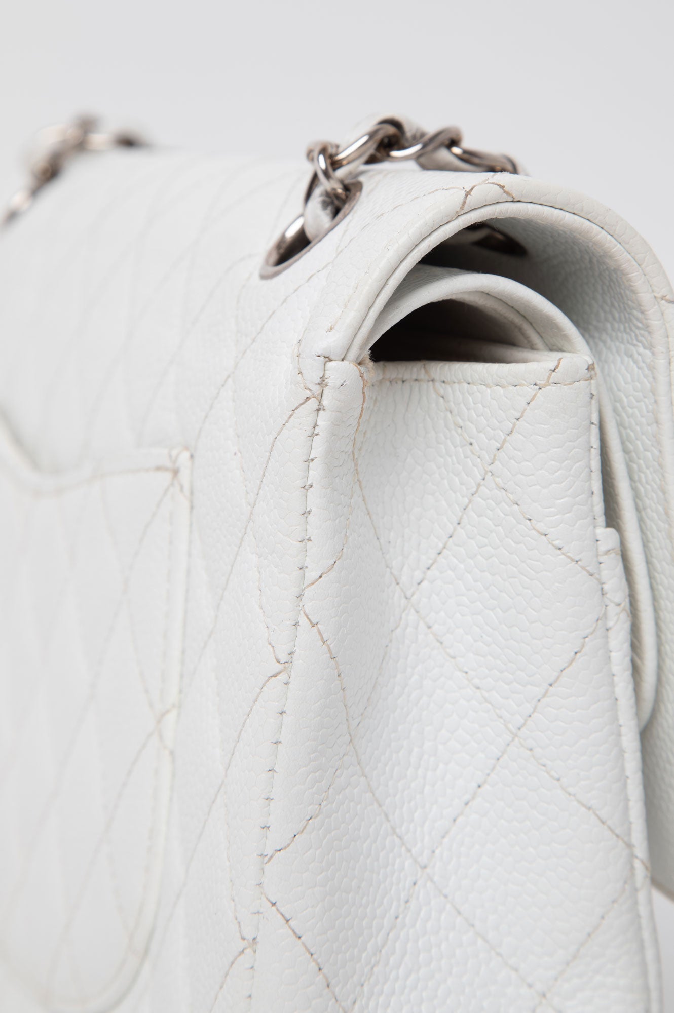 Chanel White Caviar Medium Classic Flap Bag
