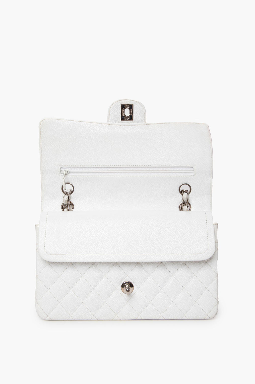 Chanel White Caviar Medium Classic Flap Bag