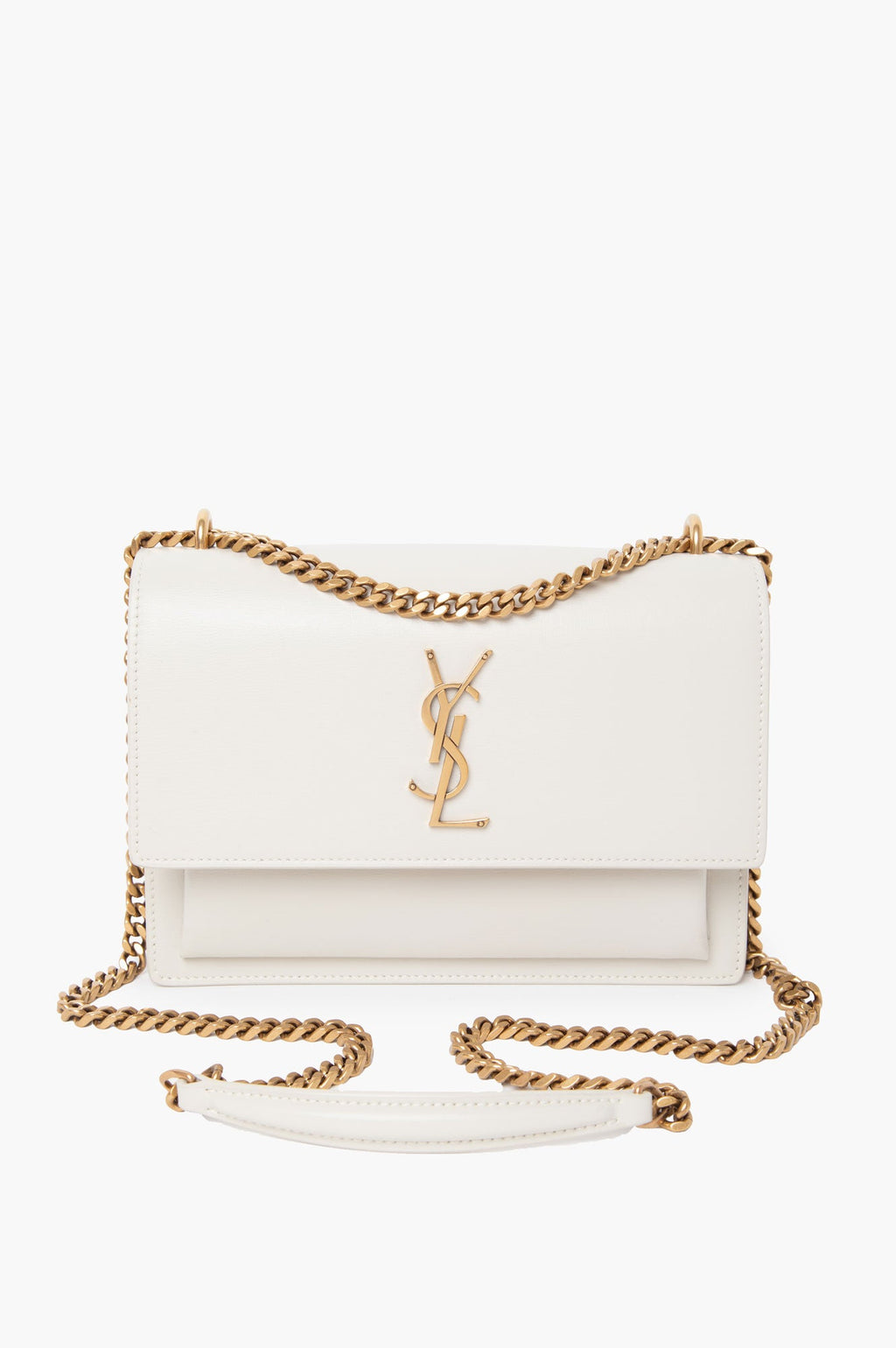 Saint Laurent Cream Sunset Calfskin Crossbody Chain Bag