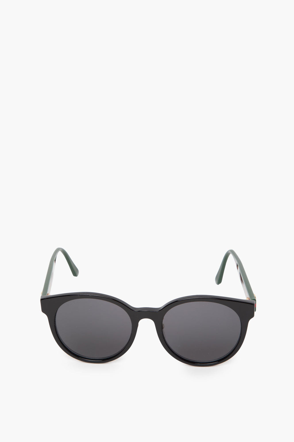 Gucci Black Round Frame With Green Sunglass