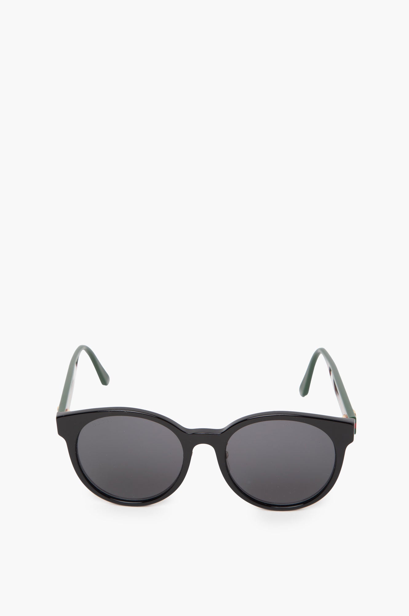 Gucci Black Round Frame With Green Sunglass